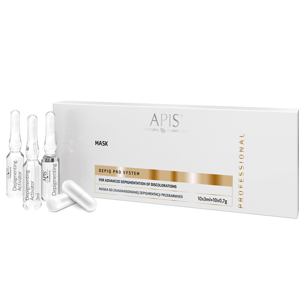APIS DEPIQ PRO SYSTEM Maszk a hiperpigmentáció fejlett depigmentációjához, 10x3ml + 10x0.7g